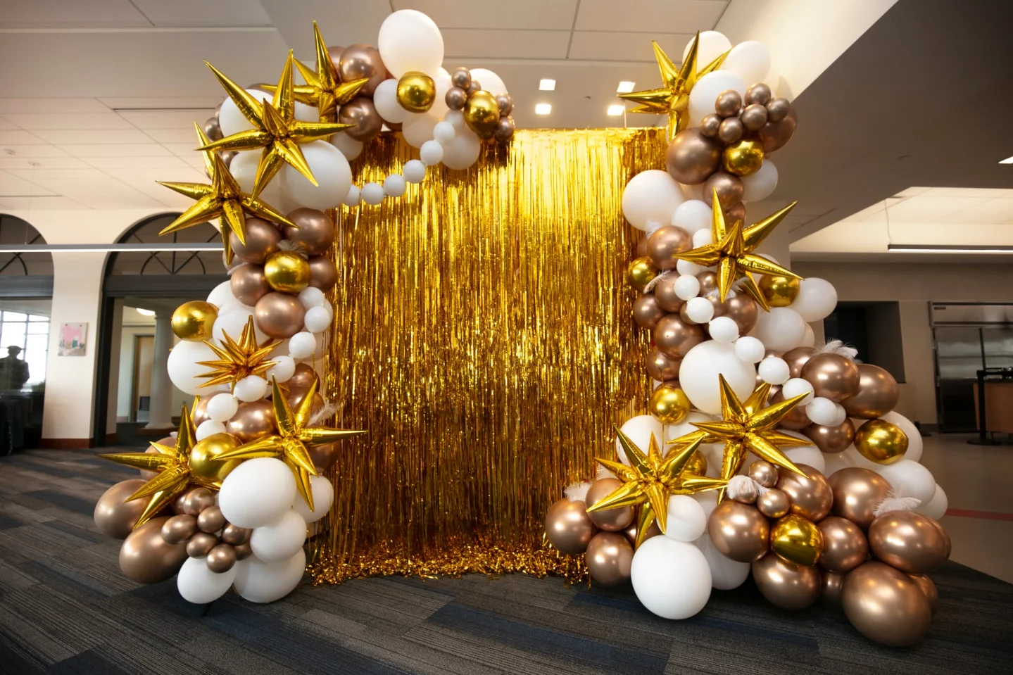 Balloon garland graduation display Boston